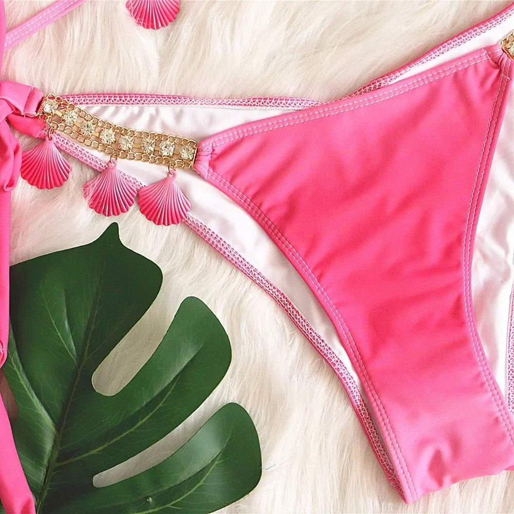 Tassel Triangle Bikini Set