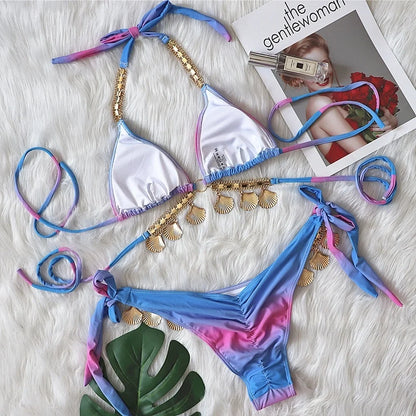 Tassel Triangle Bikini Set