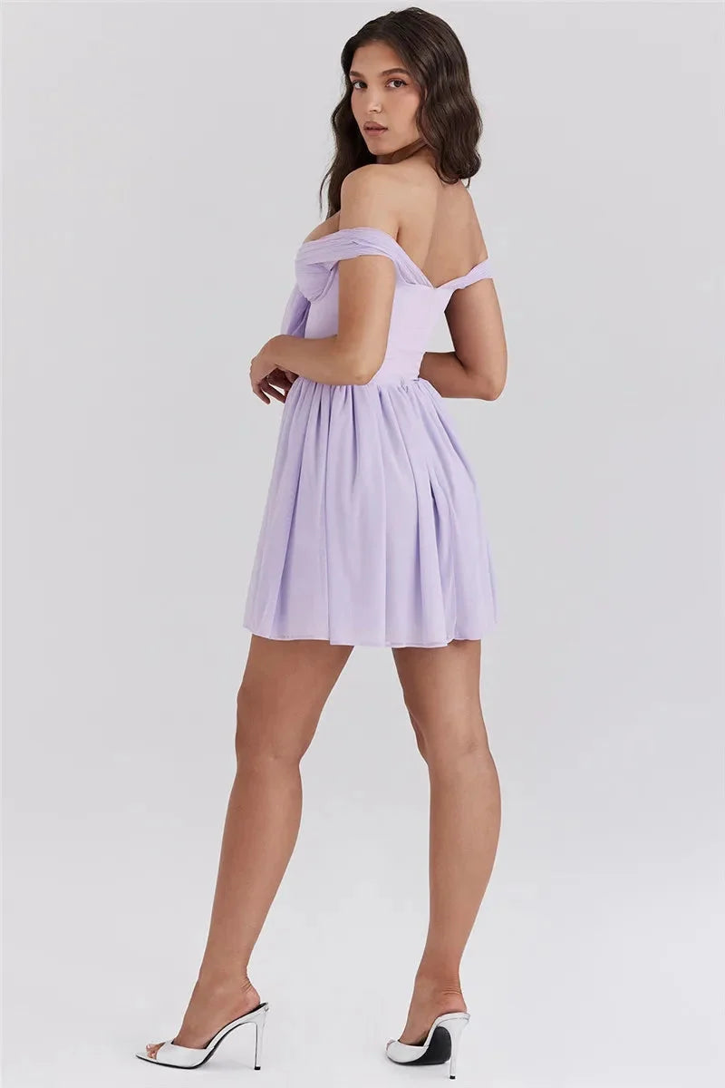 Tie Front Off Shoulder Mini Dress