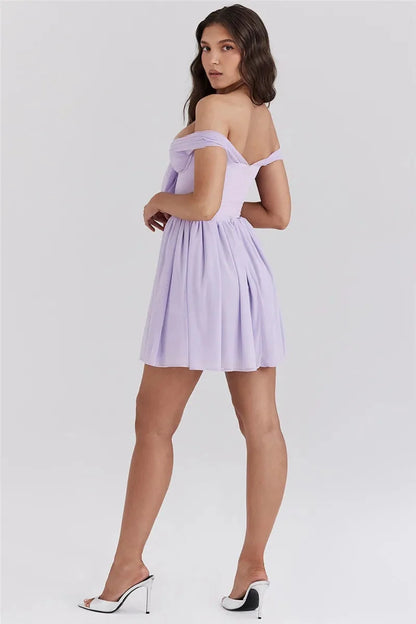 Tie Front Off Shoulder Mini Dress