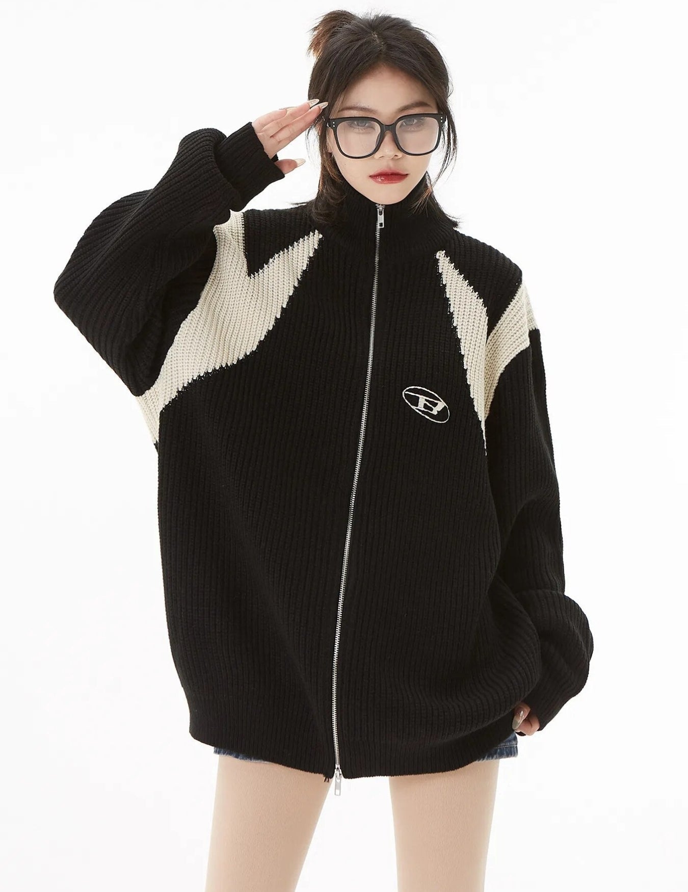 Turtleneck Zip-Up Cardigan