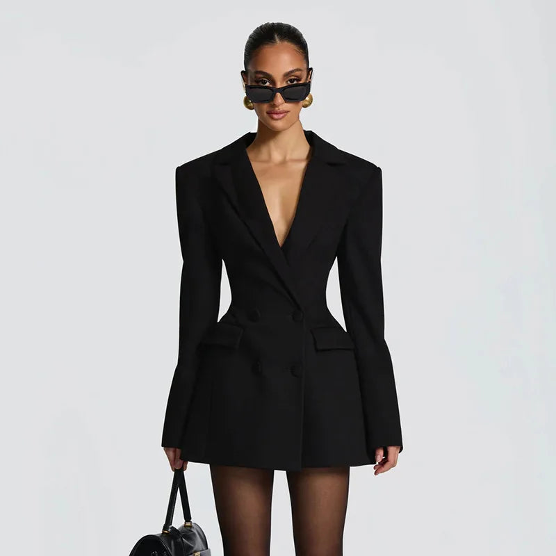 V Neck Blazer Dress