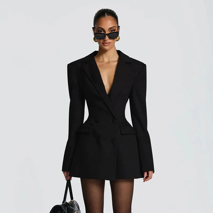 V Neck Blazer Dress