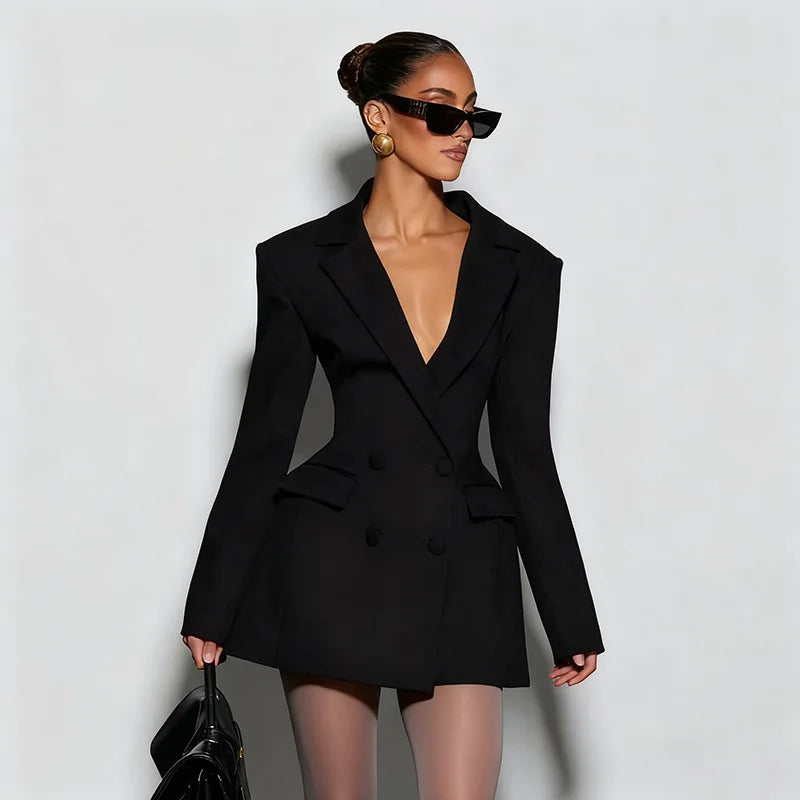 V Neck Blazer Dress