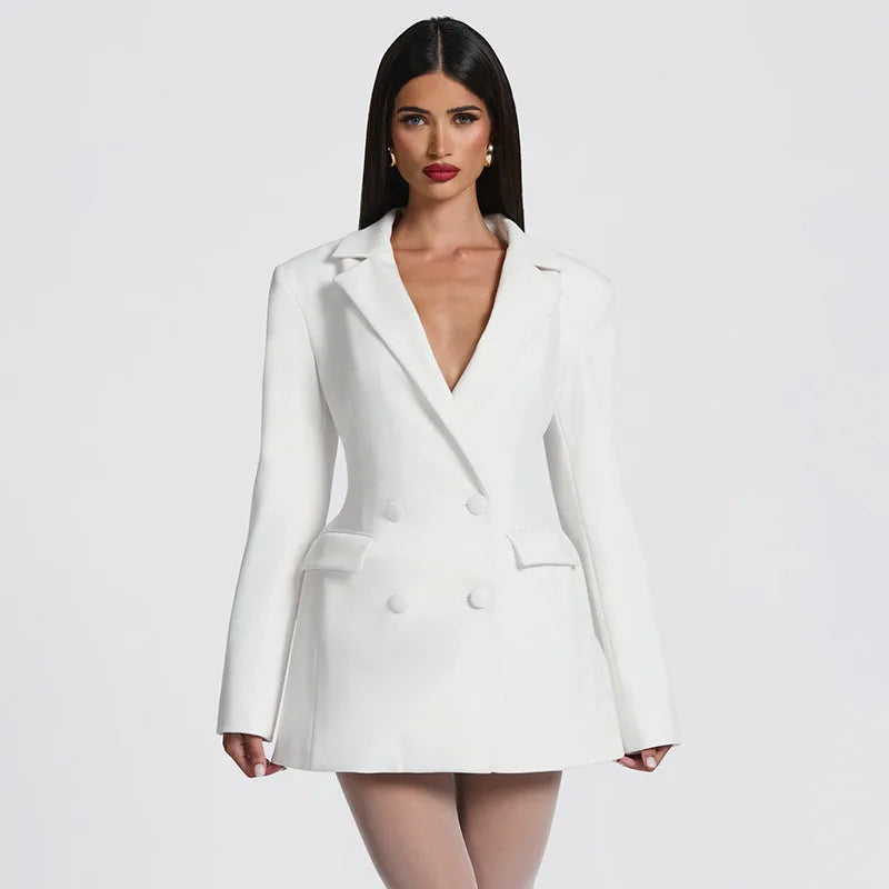 V Neck Blazer Dress