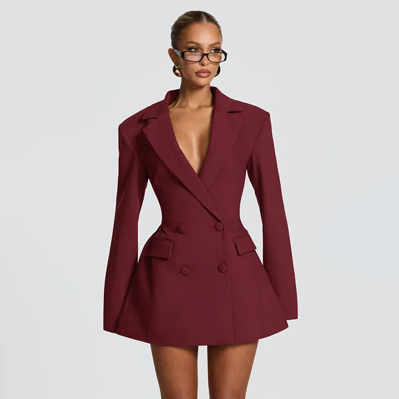 V Neck Blazer Dress