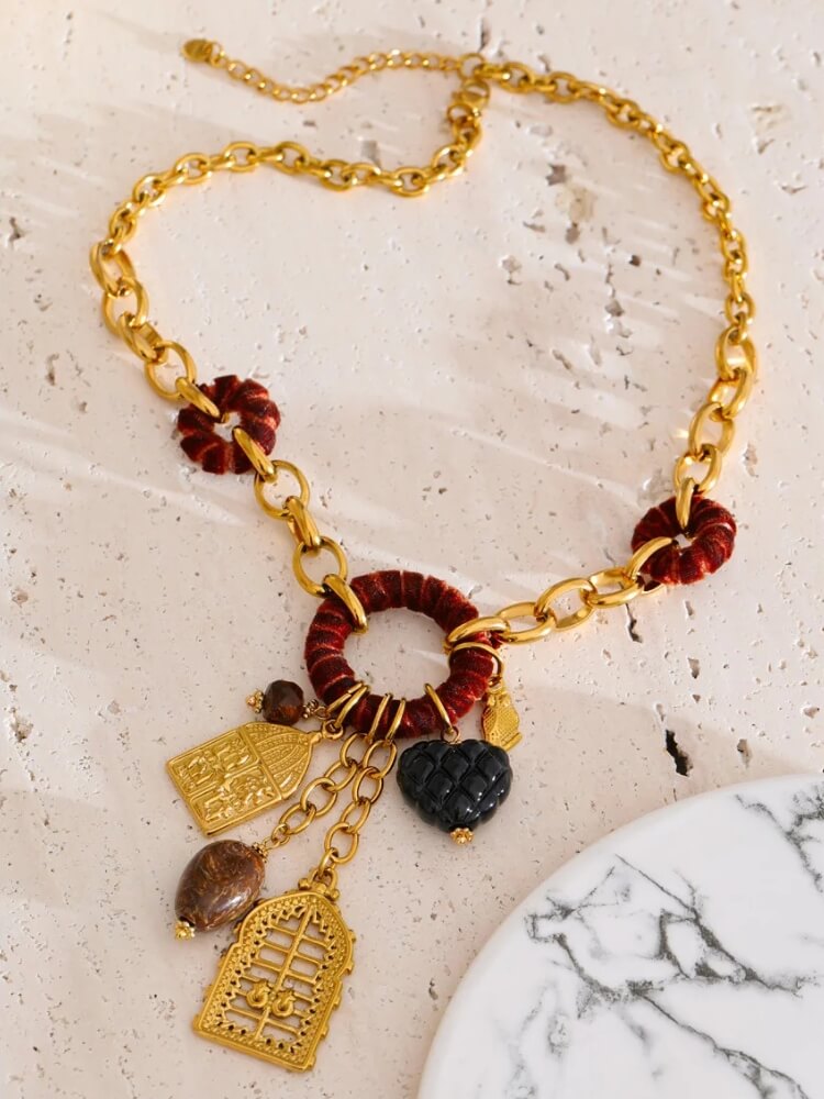 Vintage Chunky Charm Necklace