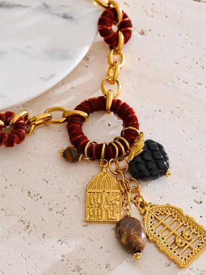 Vintage Chunky Charm Necklace
