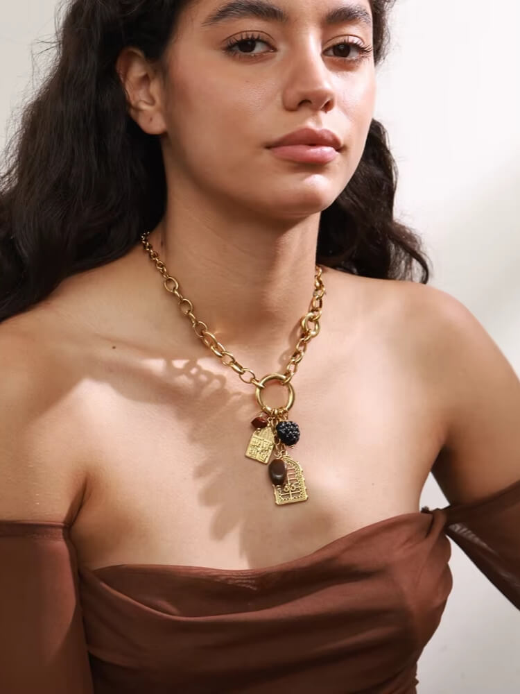 Vintage Chunky Charm Necklace