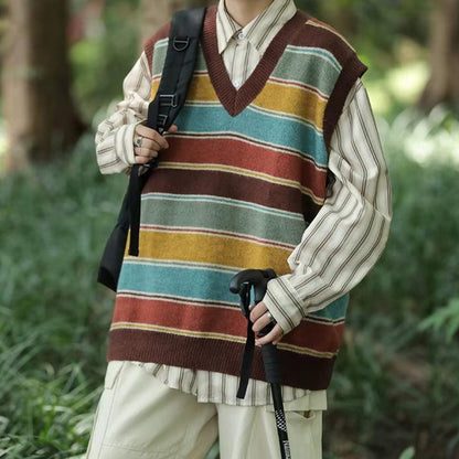 Vintage Striped Sweater Vest