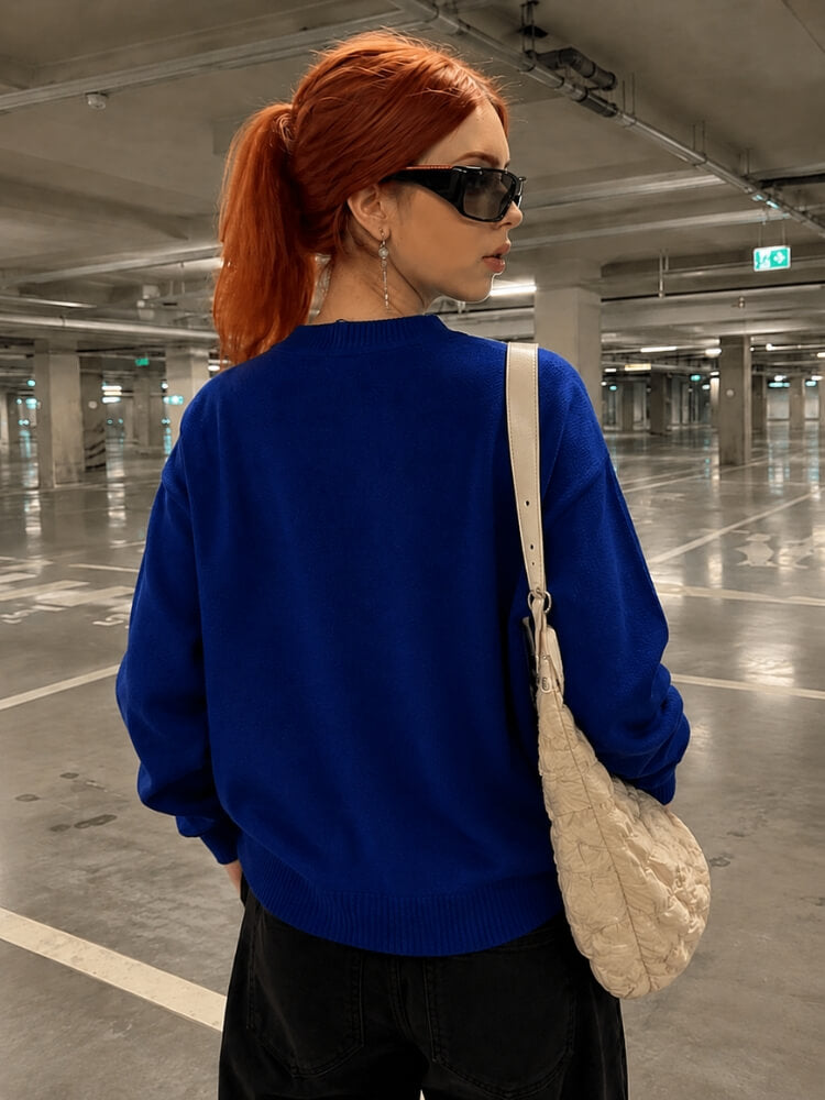 Weirdcore Alien Face Knit Sweater