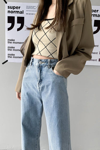 Wide Leg High Waist Casual Jeans