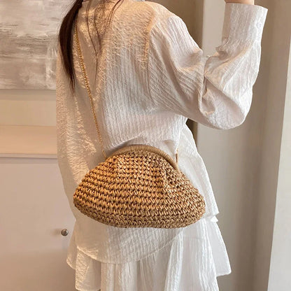 Woven Straw Clutch Bag