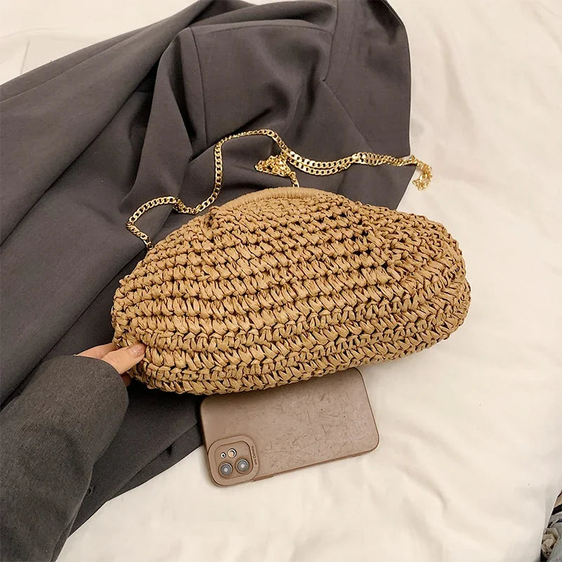 Woven Straw Clutch Bag