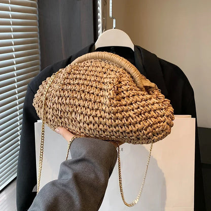 Woven Straw Clutch Bag