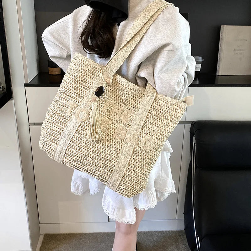 Woven Straw Tote Bag