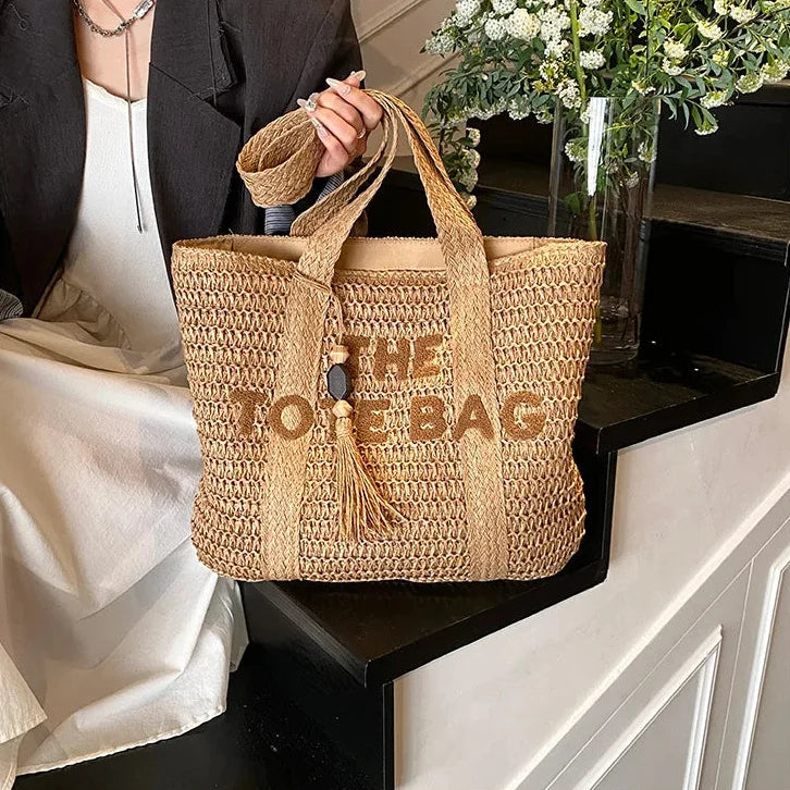 Woven Straw Tote Bag