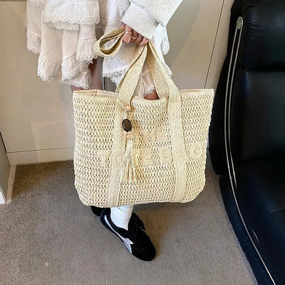 Woven Straw Tote Bag