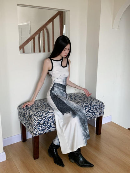 Y2K Abstract Maxi Dress