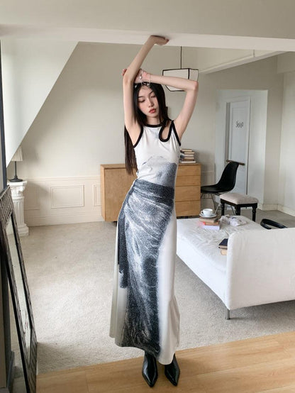 Y2K Abstract Maxi Dress