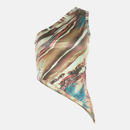 Y2K Abstract One Shoulder Top