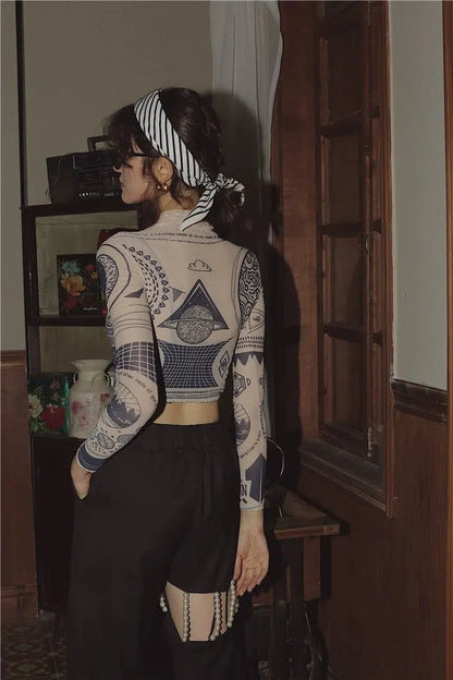 Y2K Ancient Egyptian Crop Top