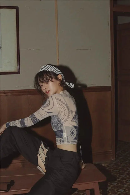 Y2K Ancient Egyptian Crop Top