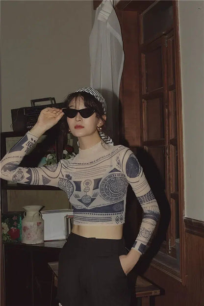 Y2K Ancient Egyptian Crop Top