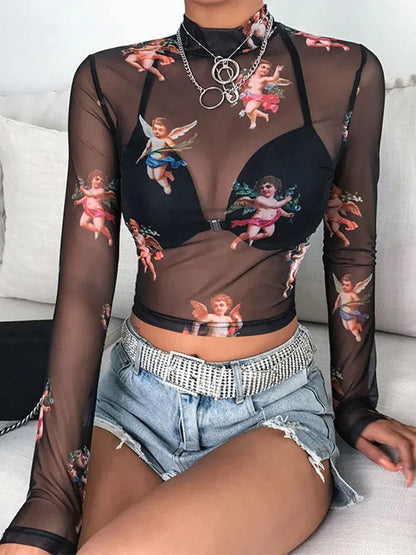 Y2K Angels Sheer Top