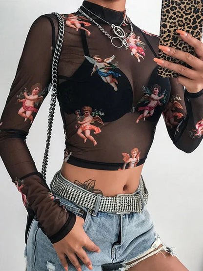 Y2K Angels Sheer Top