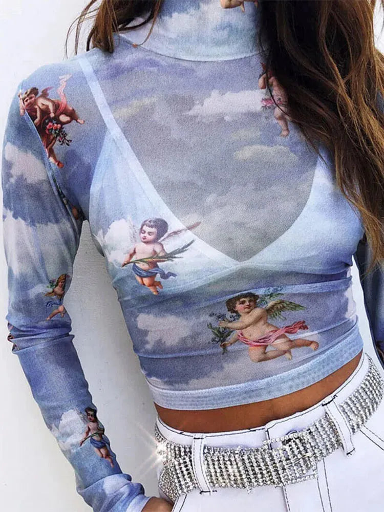 Y2K Angels Sheer Top