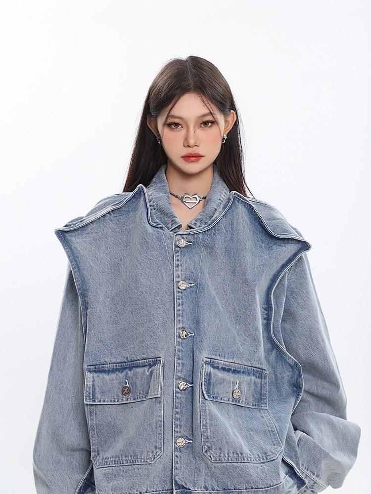 Y2K Asymmetric Denim Jacket