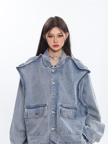 Y2K Asymmetric Denim Jacket
