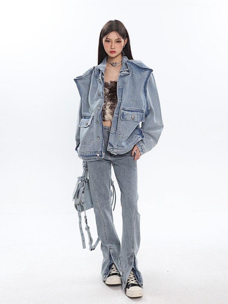 Y2K Asymmetric Denim Jacket