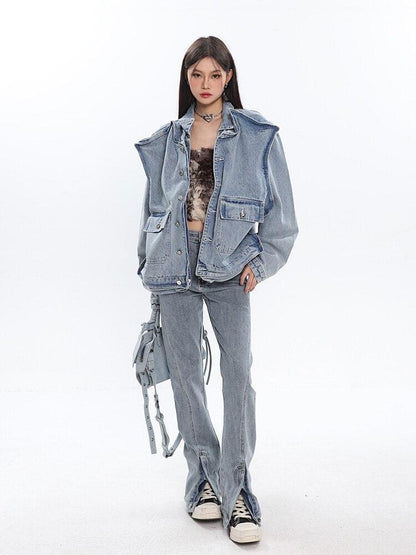 Y2K Asymmetric Denim Jacket