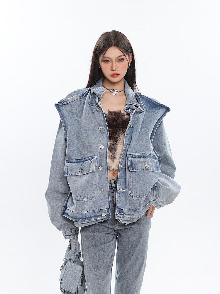 Y2K Asymmetric Denim Jacket