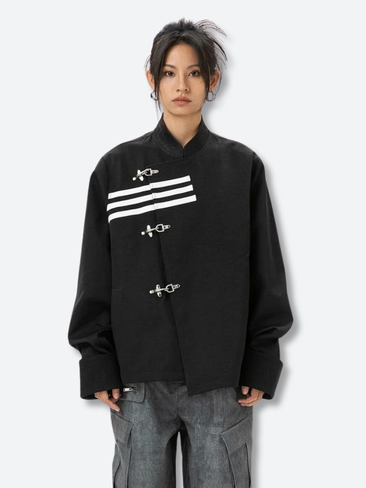 Y2K Asymmetric Frog Button Jacket
