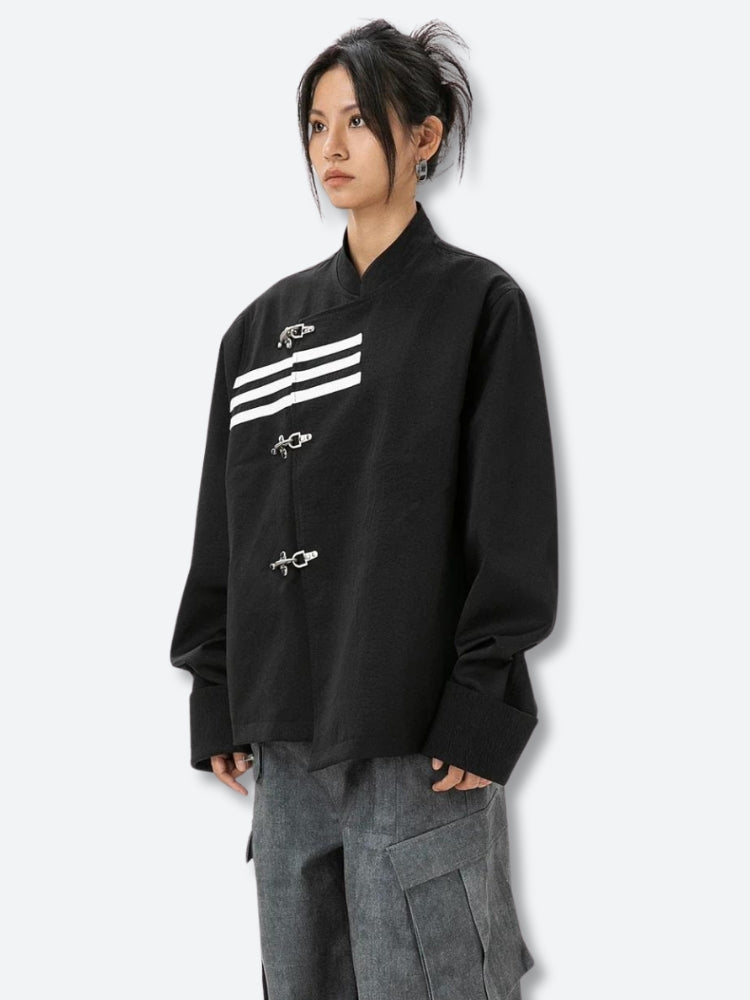 Y2K Asymmetric Frog Button Jacket