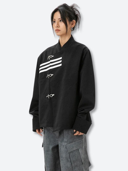 Y2K Asymmetric Frog Button Jacket