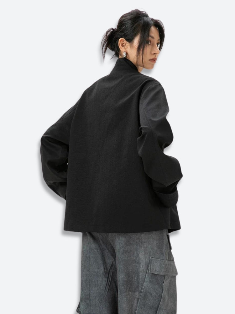 Y2K Asymmetric Frog Button Jacket