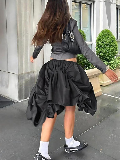 Y2K Asymmetric Ruched Mini Skirt