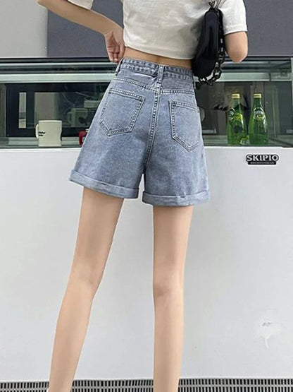 Y2K Asymmetric Waist Detail Denim Shorts