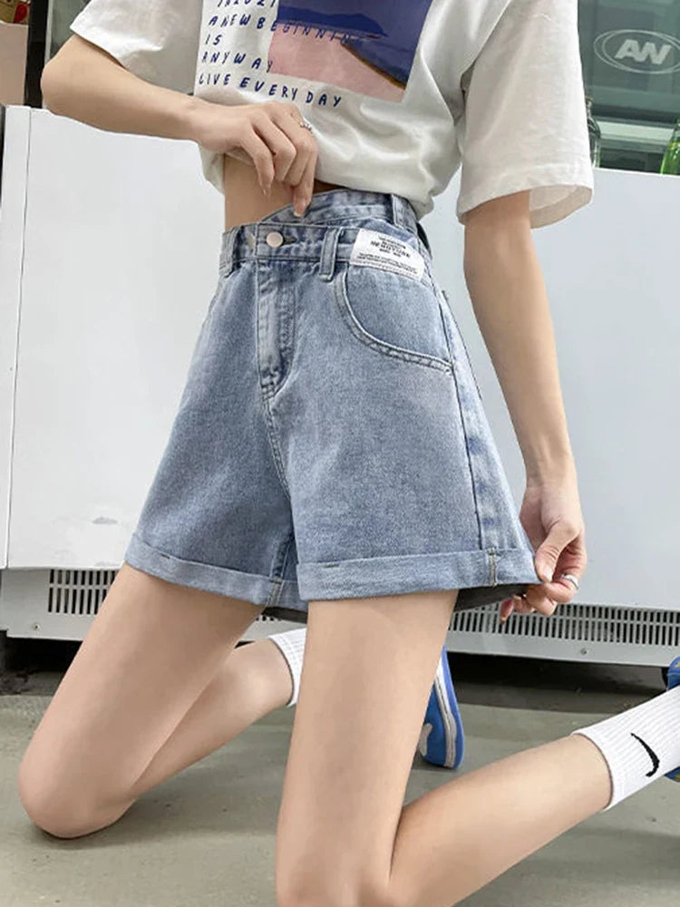 Y2K Asymmetric Waist Detail Denim Shorts
