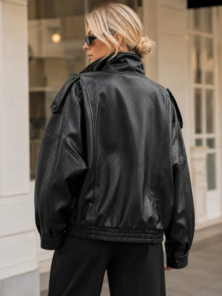 Y2K Asymmetrical Faux Leather Jacket