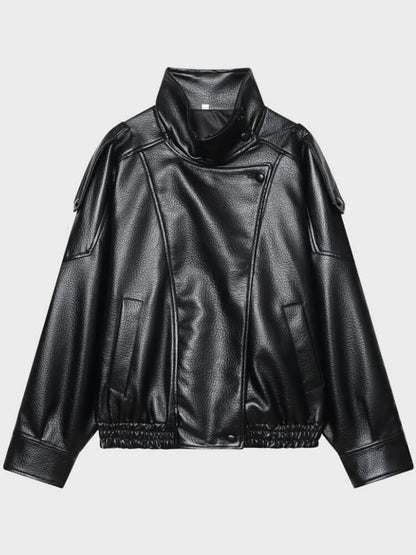 Y2K Asymmetrical Faux Leather Jacket