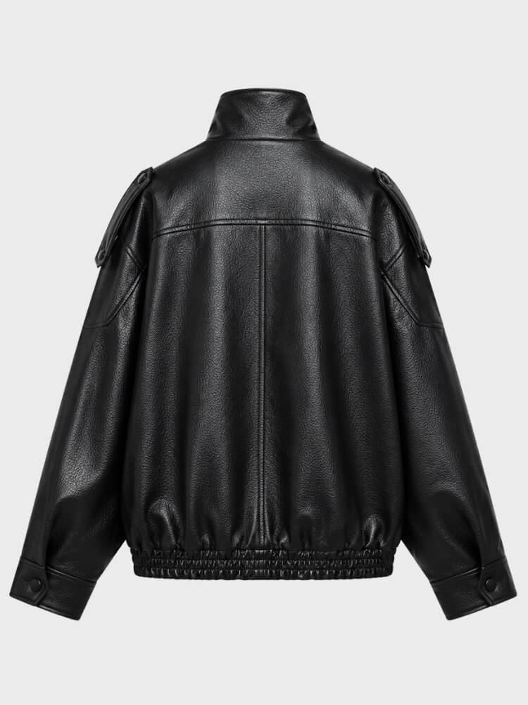 Y2K Asymmetrical Faux Leather Jacket
