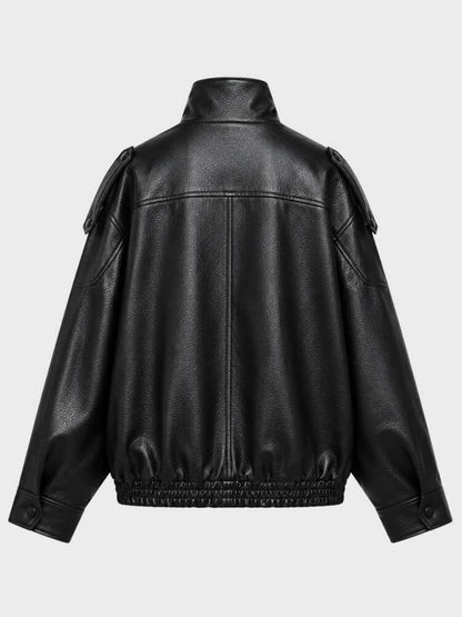 Y2K Asymmetrical Faux Leather Jacket