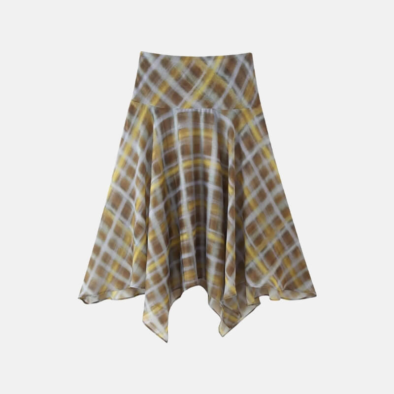Y2K Asymmetrical Plaid Skirt