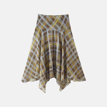 Y2K Asymmetrical Plaid Skirt