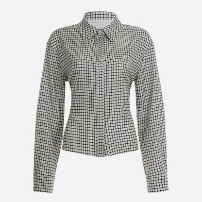 Y2K Back Tie Plaid Shirt
